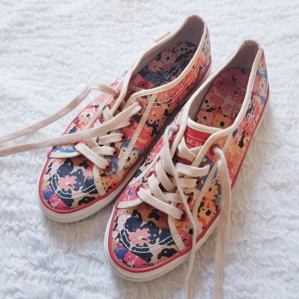 COACH Floral Canvas Lace-Up Sneakers in Multicolor